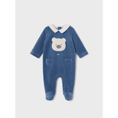 Baby Boy Sky Blue Velour Onesie